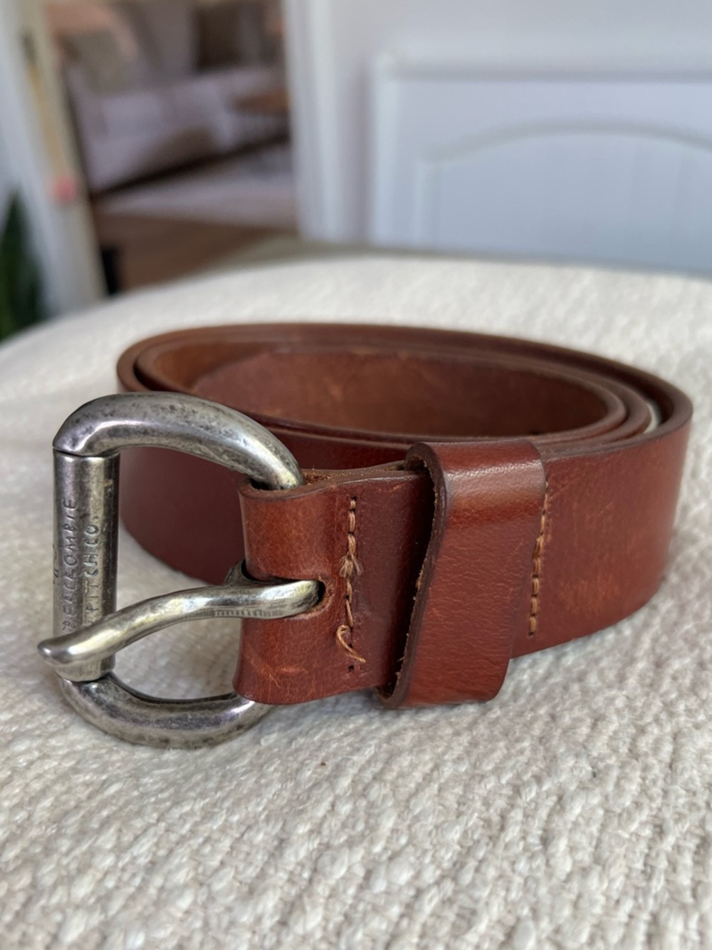 Abercrombie & Fitch Brown Cognac Genuine Leather Field Belt Made In USA
